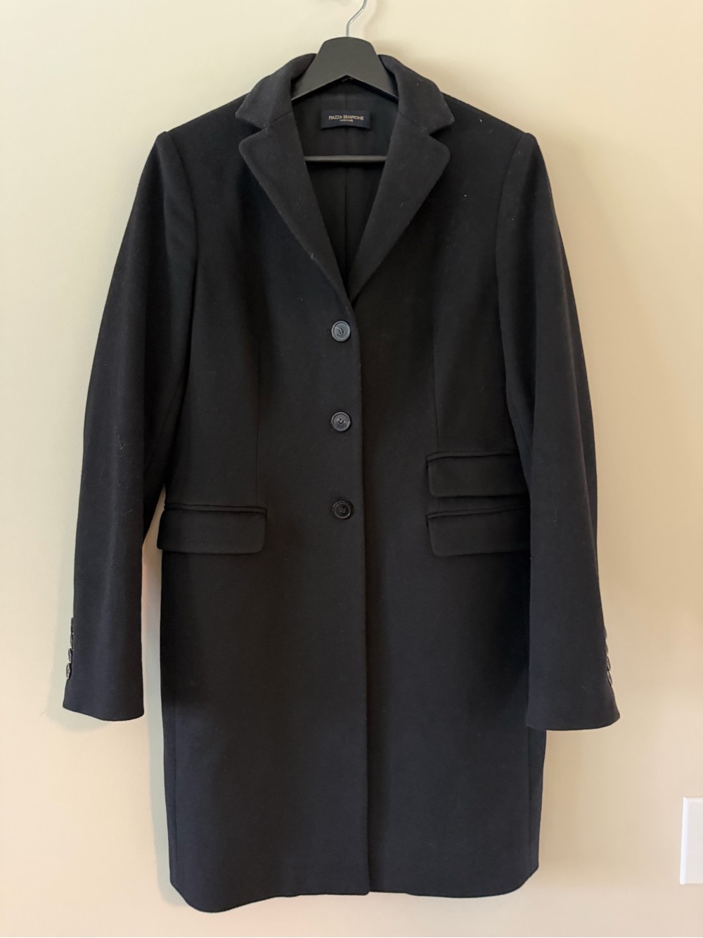 Piazza Sempione Black Single-Breasted Wool Coat